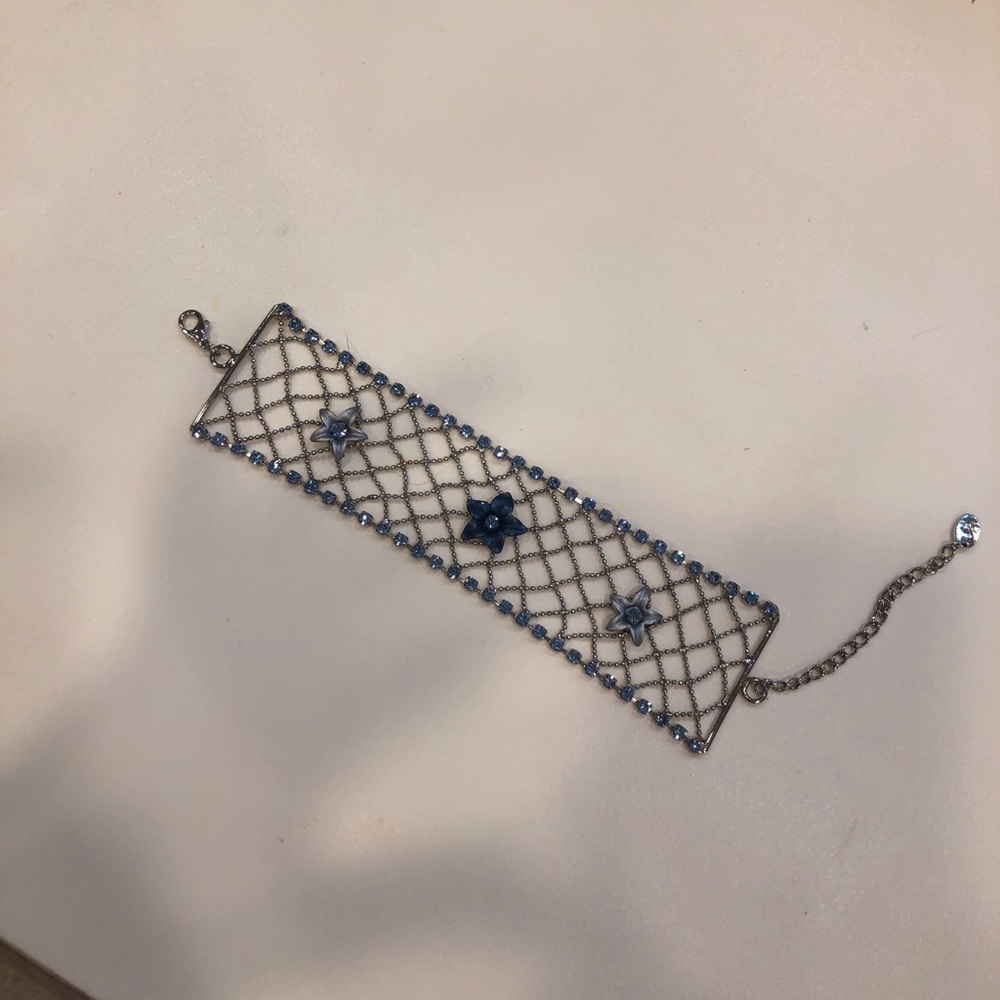 Silver Lace Bracelet with Stones and flowers